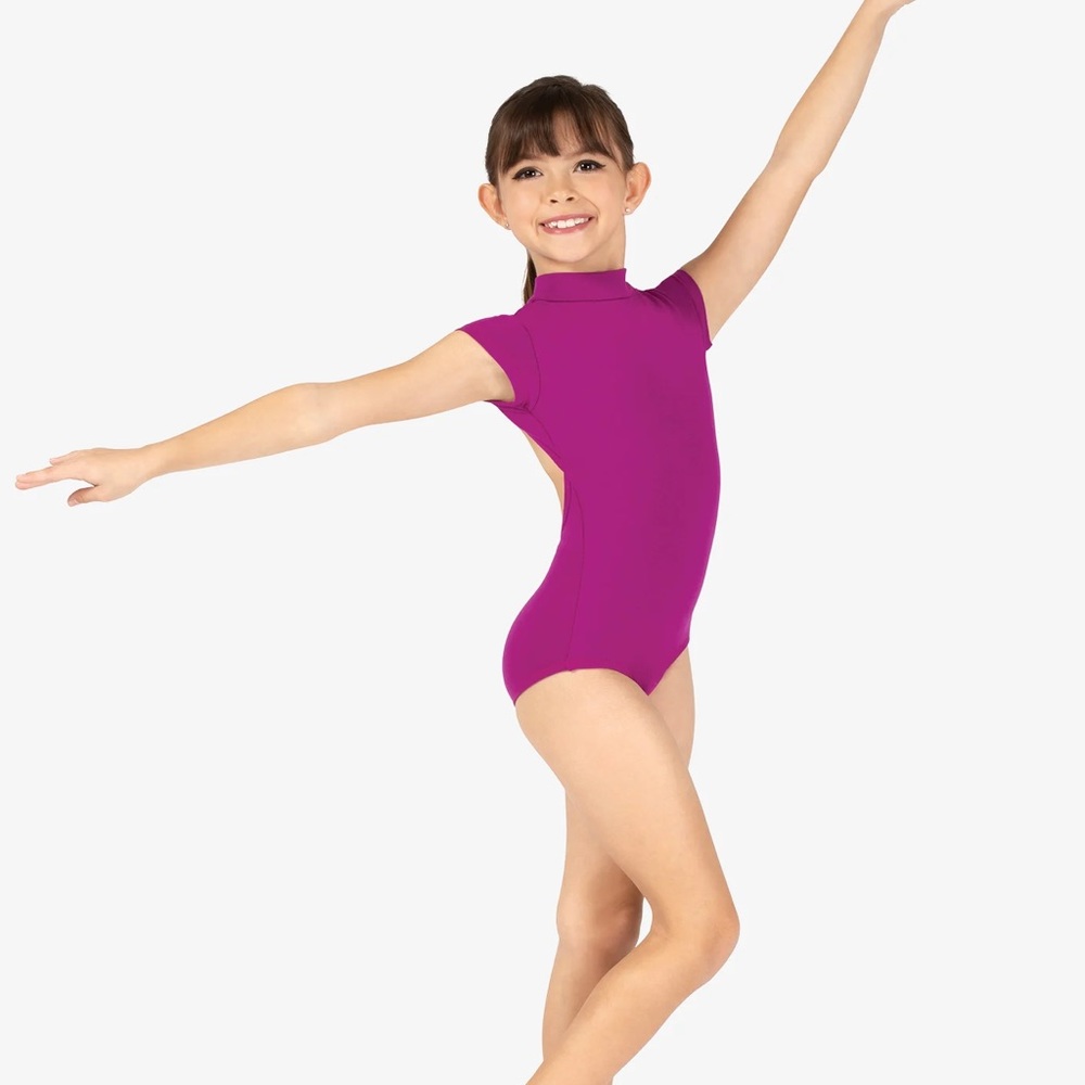 NWT Mariia Girls Mock Neck Short Sleeve Leotard